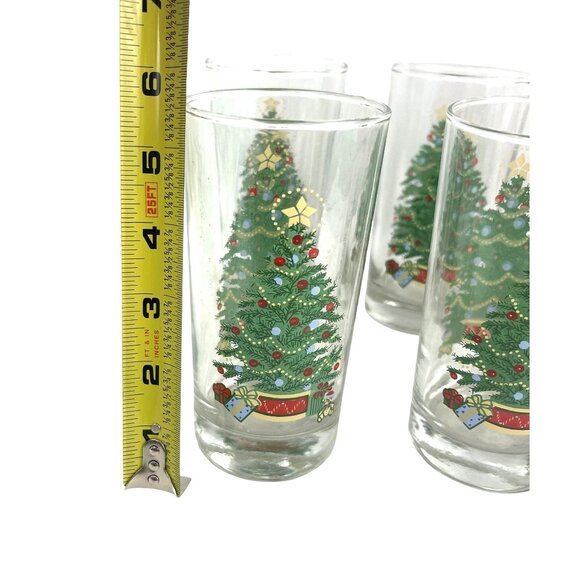 Set Of 6 Christmas HOMCO Tree Highball Glasses - Picture 5 of 6